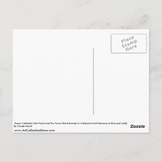 Carte Postale Cathédrale De Rouen Par Claude Monet (Dos)