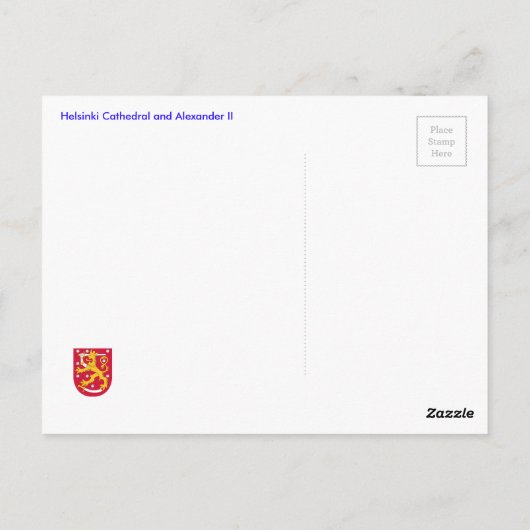 Carte Postale Cathédrale d'Helsinki et Alexandre II (Dos)