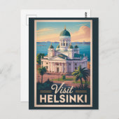 Carte Postale Cathédrale d'Helsinki Finlande Art de voyage Vinta (Devant / Derrière)