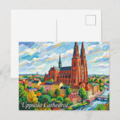 Carte Postale Cathédrale d'Uppsala Suède (Devant / Derrière)