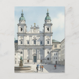 Carte Postale Cathédrale et place de Salzbourg esquisse