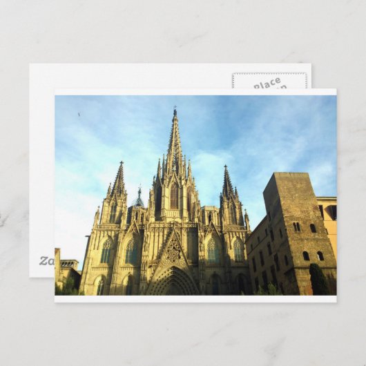 Carte Postale Cathédrale gothique de Barcelone, Barri Gotic (Devant / Derrière)
