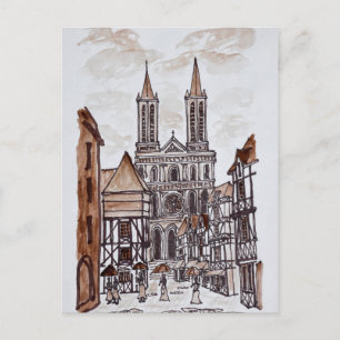Carte Postale Cathédrale & maisons normandes   Quimper, France