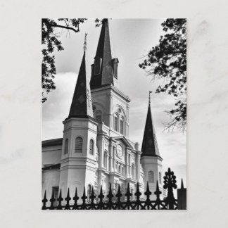 Carte Postale Cathédrale Saint-Louis noire et blanche Nouvelle-O