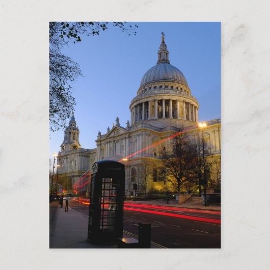 Carte Postale Cathédrale Saint-Paul à la tombée de la nuit, Lond (Devant)