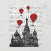 Carte Postale Cathédrale St Basil et Ballons rouges à air chaud (Devant)