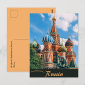 Carte Postale Cathédrale St. Basile de Moscou Russie (Devant / Derrière)