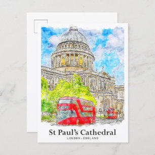Carte Postale Cathédrale St Paul Londres Travel Aquarelle