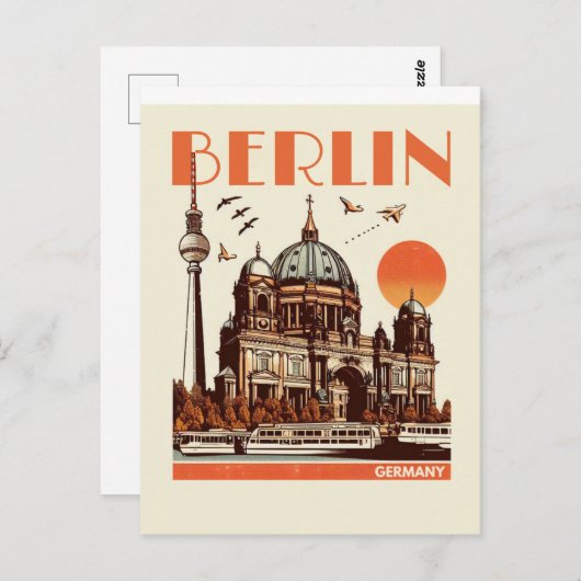 Carte Postale Cathédrale vintage de berlin - Collégiale (Devant / Derrière)