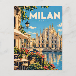 Carte Postale Cathédrale vintage Milan Italie