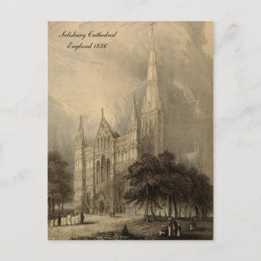 Carte Postale Cathédrales d'Angleterre série : Salisbury 1836 (Devant)