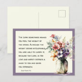 Carte Postale Catholique Sainte-Padre Pio Citation Florale (Devant / Derrière)