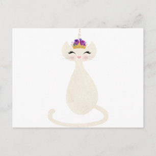 Carte Postale caticorn licorne chat avec couronne princesse