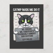 Carte Postale Catnip M'A Fait Le Faire Drôle Chat Arrêté Police (Devant)