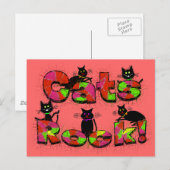 Carte Postale Cats Rock—Cadeaux Amoureux de les chats (Devant / Derrière)