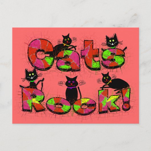 Carte Postale Cats Rock—Cadeaux Amoureux de les chats (Devant)