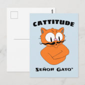 Carte Postale "CATTITUDE" Señor Gato Moustache Chat (Devant / Derrière)