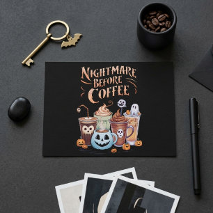 Carte Postale Cauchemar avant café Citrouille effrayante Hallowe