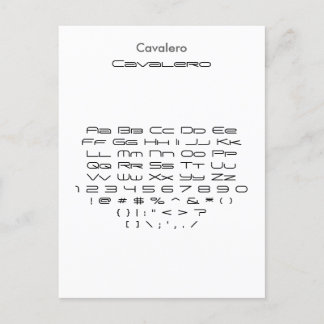 Carte Postale Cavalero - Feuille d'échantillonnage de police Zaz