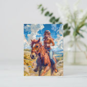 Carte Postale Cavalier d'anime vibrant dans la félicité de la na (Debout devant)