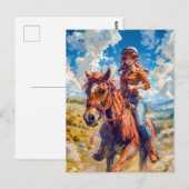 Carte Postale Cavalier d'anime vibrant dans la félicité de la na (Devant / Derrière)