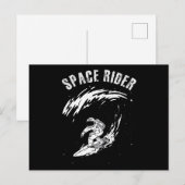 Carte Postale Cavalier de l'espace Astronaute en surf (Devant / Derrière)