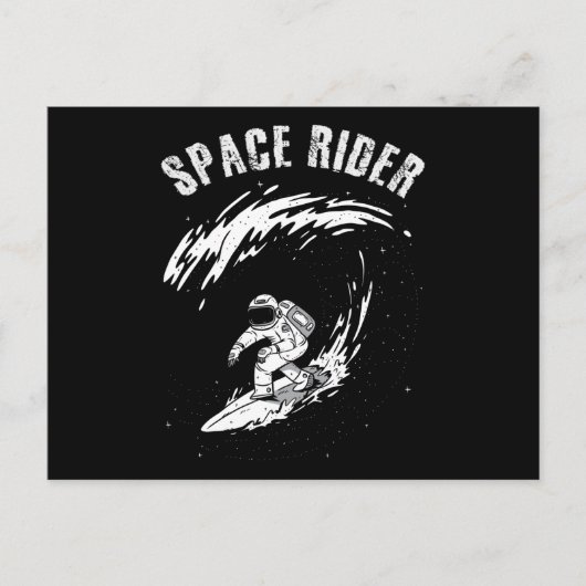 Carte Postale Cavalier de l'espace Astronaute en surf (Devant)