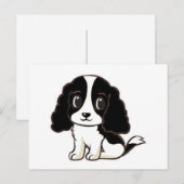 Carte Postale cavalier kcs dessin animé noir et blanc (Devant / Derrière)