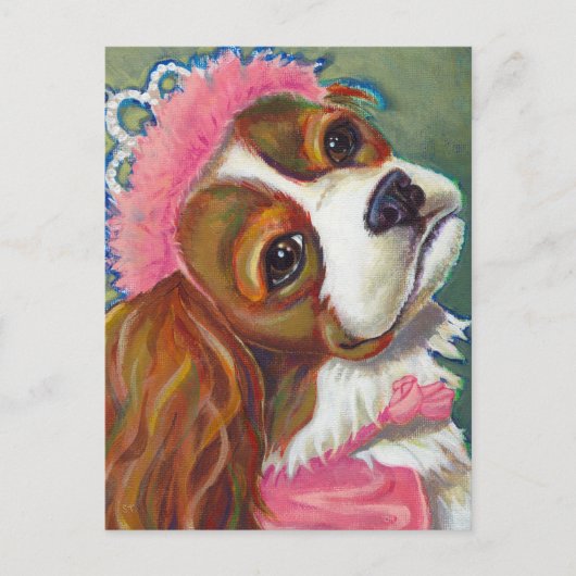 Carte Postale Cavalier King Charles Spaniel Chienne Princesse AR (Devant)