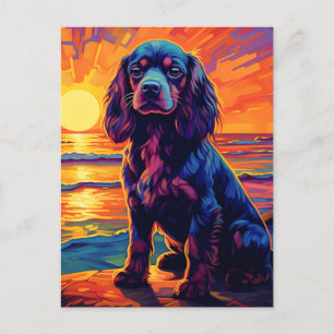 Carte Postale Cavalier King Charles Spaniel Coucher de soleil / 