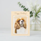 Carte Postale Cavalier King Charles Spaniel Peinture originale (Debout devant)