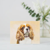 Carte Postale Cavalier King Charles Spaniel Peinture originale (Debout devant)