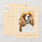 Carte Postale Cavalier King Charles Spaniel Peinture originale (Devant / Derrière)