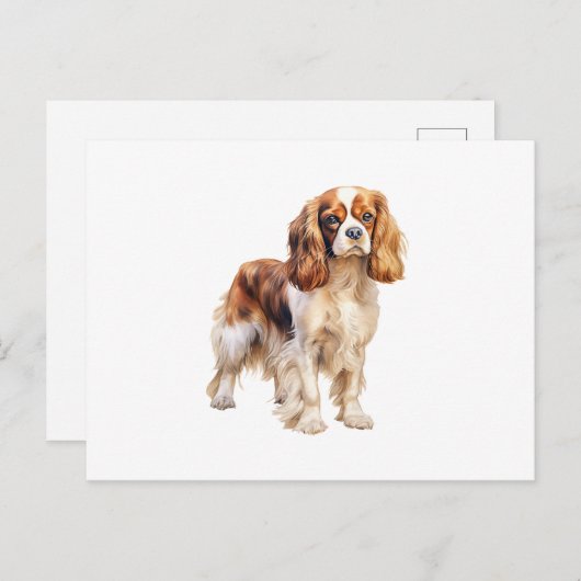 Carte Postale Cavalier King Charles Spaniel print Dog art print (Devant / Derrière)