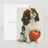 Carte Postale Cavalier Roi Charles Espagnol Saint Valentin (Devant / Derrière)