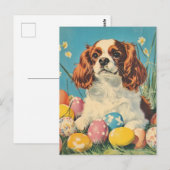 Carte Postale Cavalier Roi Charles Espagnol Vintage Pâques (Devant / Derrière)