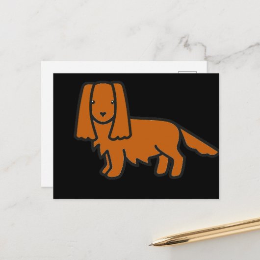 Carte Postale cavalier roi charles spaniel ruby dessin animé (Devant/Arrière en situation)