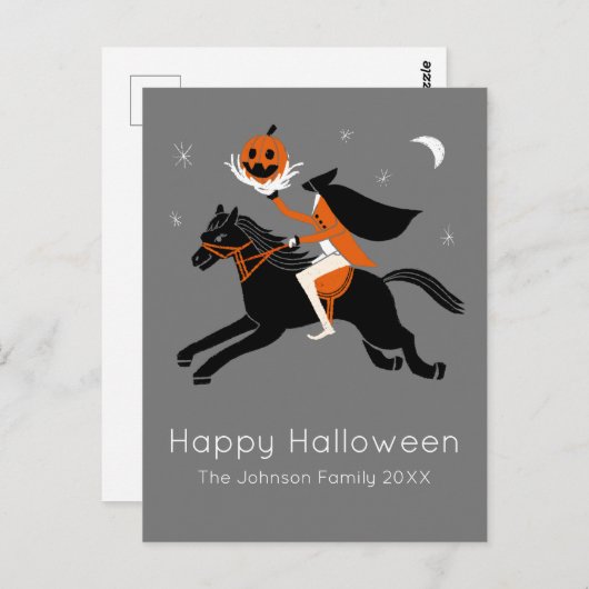 Carte Postale Cavalier sans tête halloween (Devant / Derrière)