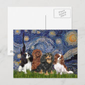 Carte Postale Cavaliers (quatre) - Nuit étoilée (Devant / Derrière)