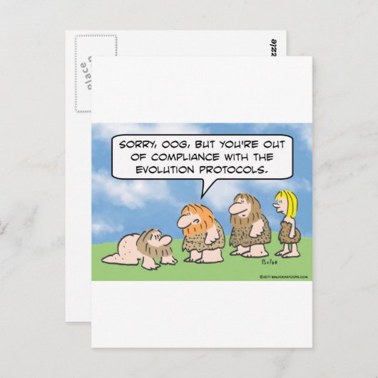 Carte Postale Caveman n'est pas en conformité avec l'évolution. (Devant / Derrière)