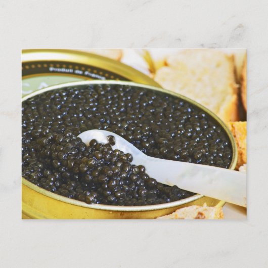 Carte Postale Caviar noir et une cuillère de nacre à (Devant)
