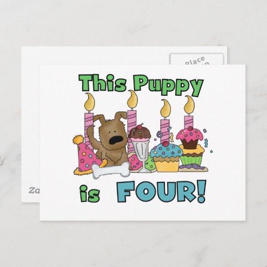 Carte Postale Ce chiot est quatre t-shirts et cadeaux (Devant / Derrière)