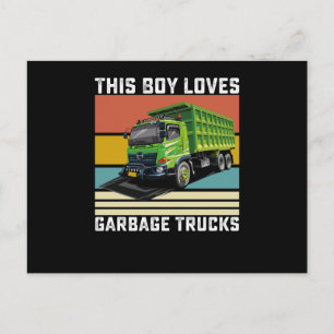 Carte Postale Ce garçon aime les camions à ordures