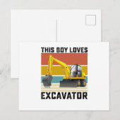 Carte Postale Ce garçon aime les excavatrices (Devant / Derrière)