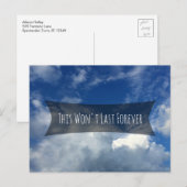 Carte Postale "Ce ne sera pas Dernier pour toujours" Nuages Dist (Devant / Derrière)