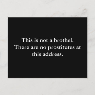 Carte Postale Ce n'est pas un bordel.Il n'y a pas de prostituées