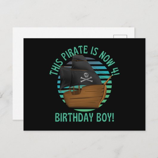 Carte Postale Ce pirate a maintenant 4 ans, c'est son anniversai (Devant / Derrière)