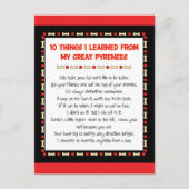 Carte Postale Ce Que J'Ai Appris De Mes Grands Pyrénées (Devant)