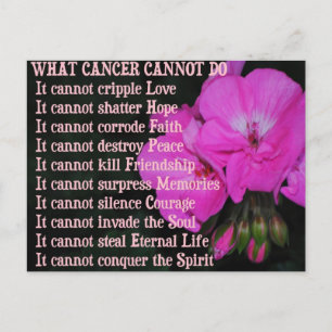 Carte Postale Ce que le cancer ne peut pas faire Pink Geranium c