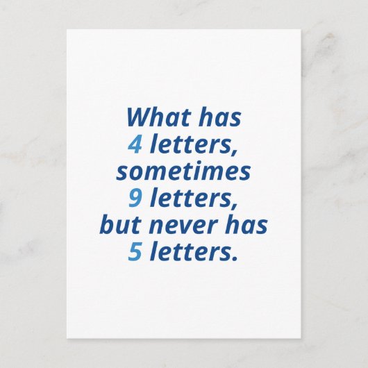 Carte Postale Ce qui a 4 lettres (Devant)